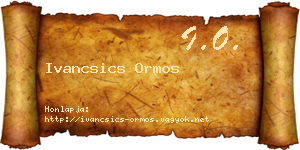 Ivancsics Ormos névjegykártya